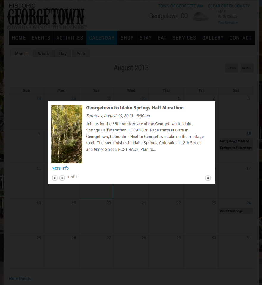Month View Calendar with Pop Up Teaser