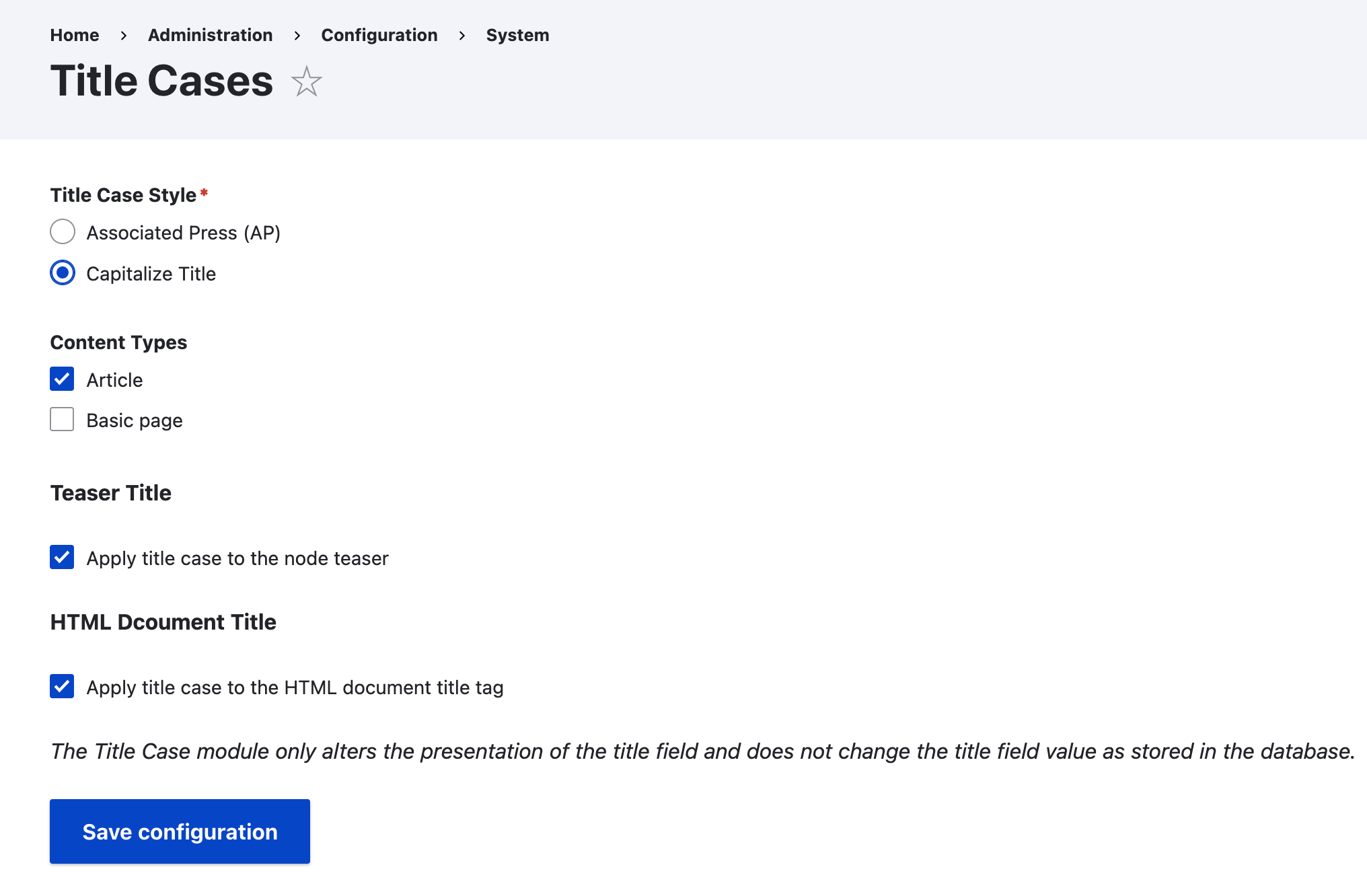 Title Cases Settings Title Cases Settings